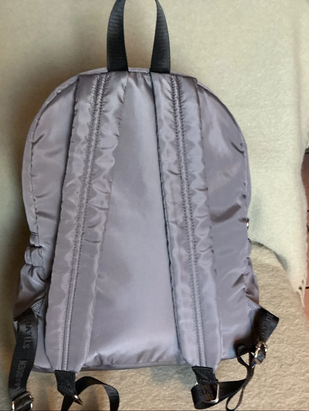Steve Madden Charcoal Gray Nylon Backpack with Embossed Patch